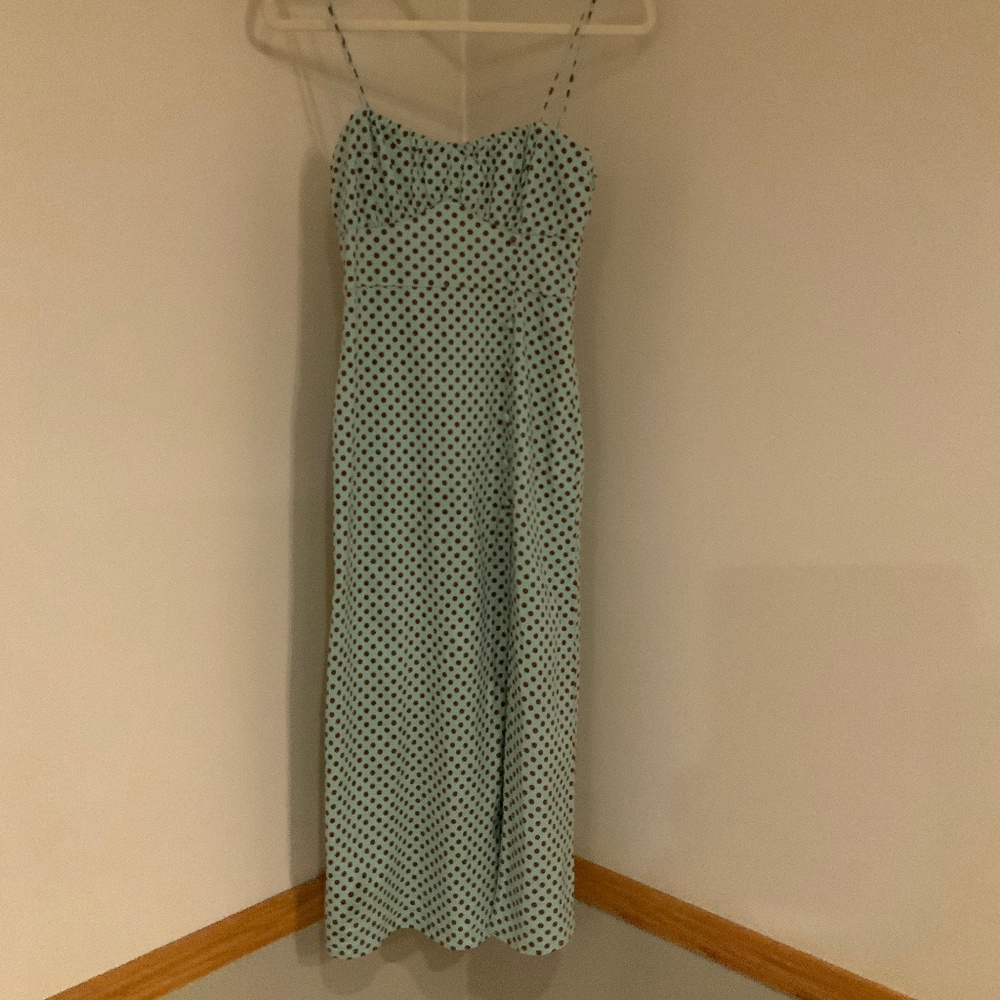 Zara Green Brown Polka Dot S Dress Dainty Feminine Coquette Balletcore Date